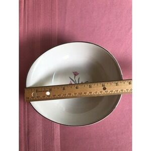 Syracuse China Alpine 8" Serving Bowl Pink Floral Platinum Trim USA Vintage